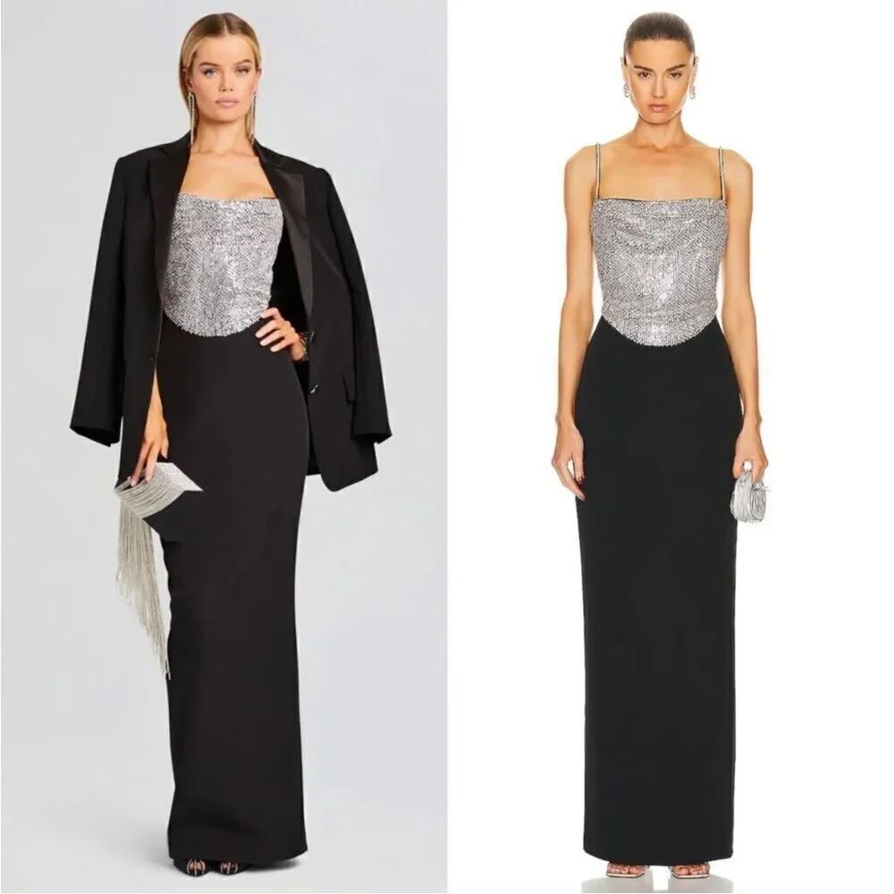 Retrofete Jazlyn Dress crystal embellished gown maxi size Medium NWT